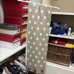 Mud Pie Tan and White Polka Dot Scarf